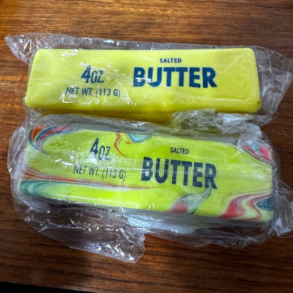 Salted Butter Stress Toy Squeeze Set 2 Pack Novelty Fidget Yellow/MultiColor 4oz